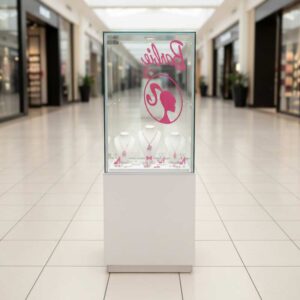 玻璃展示柜，珠宝柜，产品展示柜，高，2门开，白色。