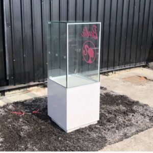 玻璃展示柜，珠宝柜，产品展示柜，高，2门开，白色。