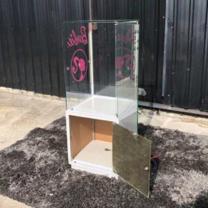 玻璃展示柜，珠宝柜，产品展示柜，高，2门开，白色。