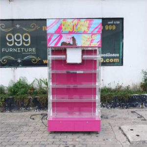 5层产品架，2个抽屉（粉色），迷你超市货架，超市货架