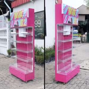 5层产品架，2个抽屉（粉色），迷你超市货架，超市货架
