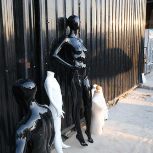 全身女衬衫展示模特，黑色