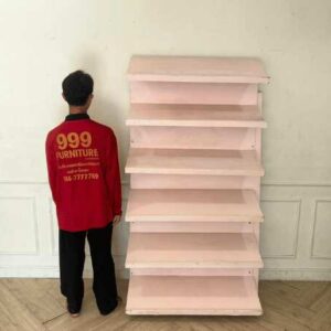 6层书架，木框，粉色