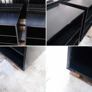 大型木制产品架组，2 个侧面，每侧 3 个隔间/每个隔间 3 个架子（有白色和黑色可供选择）