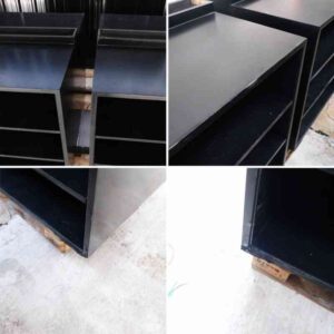 大型木制产品架组，2 个侧面，每侧 3 个隔间/每个隔间 3 个架子（有白色和黑色可供选择）