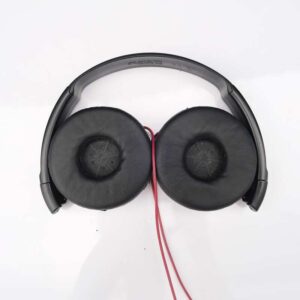 头戴式耳机，品牌 Sony，型号 MDR ZX310AP 系列带麦克风平衡声音耳机 - 蓝色和红色