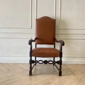 扶手椅覆盖棕色皮革，欧洲德国制造。