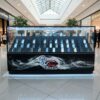珠宝柜、玻璃柜展示产品电话展示柜黑色滑动玻璃门