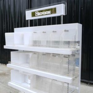 产品货架5层产品展示架,可调节架子,顶部发光标志,白色(大尺寸)