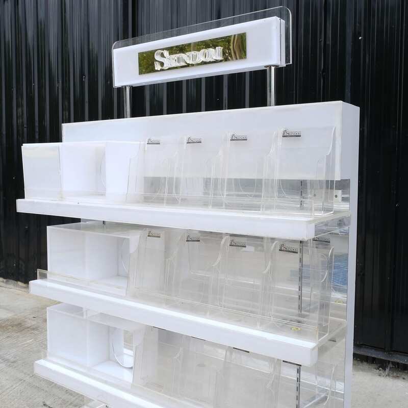 产品货架5层产品展示架,可调节架子,顶部发光标志,白色(大尺寸)