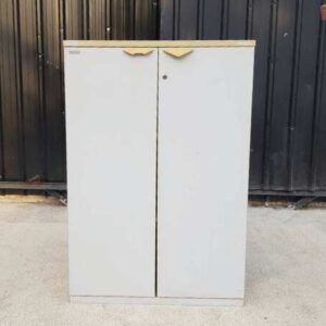 带 2 门的文件柜,木质框架,灰色,Moflex 品牌。