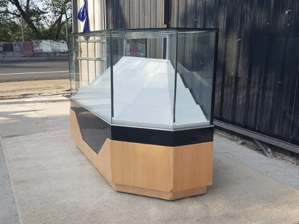珠宝柜、玻璃柜展示产品转角电话展示柜滑动门