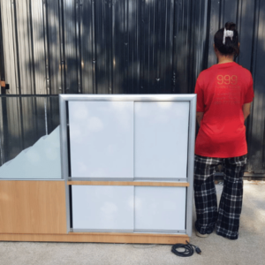 珠宝柜、玻璃柜展示产品转角电话展示柜滑动门
