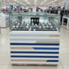 珠宝柜、带抽屉玻璃制品展示柜白色-棕色-蓝色 *无钥匙