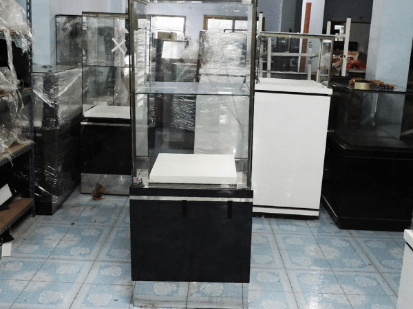 珠宝柜玻璃制品展示柜高大黑色玻璃门打开*无钥匙