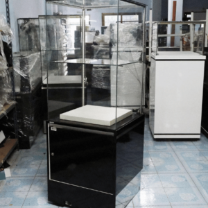 珠宝柜玻璃制品展示柜高大黑色玻璃门打开*无钥匙