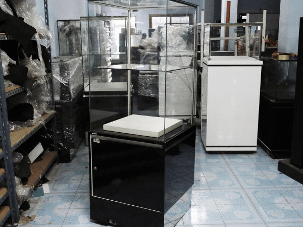珠宝柜玻璃制品展示柜高大黑色玻璃门打开*无钥匙