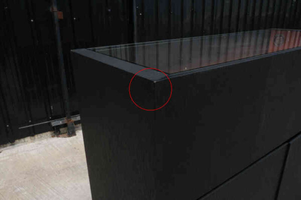 珠宝柜，玻璃展示柜，玻璃制品展示柜，木框，黑橙色，2门开。