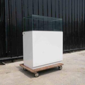 珠宝柜，玻璃展示柜，玻璃制品展示柜，木框，白色，2门开。