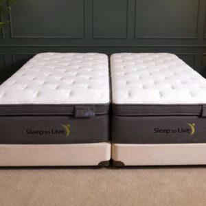 带底座床垫，6 英尺 14 英寸厚，灰色，Sleep to Live 品牌。