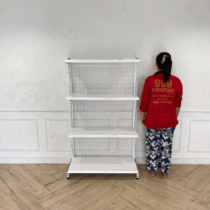 产品货架，4层货架，白色钢架
