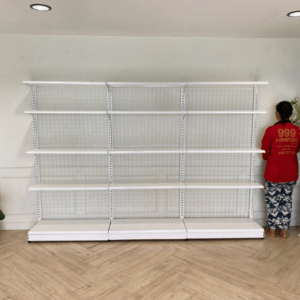 5个产品货架，白色钢架