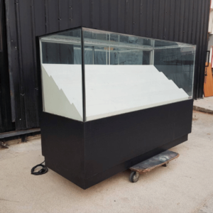 玻璃展示柜，电话展示柜，4扇推拉门，黑色