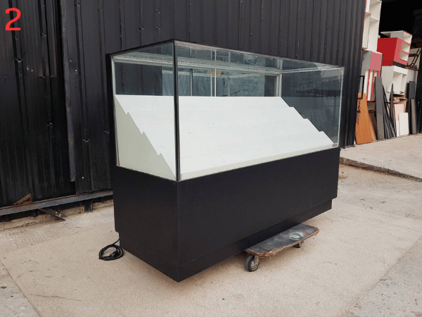 玻璃展示柜，电话展示柜，4扇推拉门，黑色