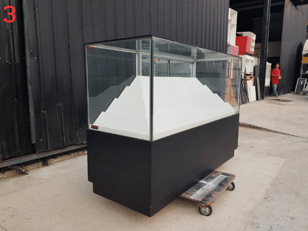 玻璃展示柜，电话展示柜，4扇推拉门，黑色
