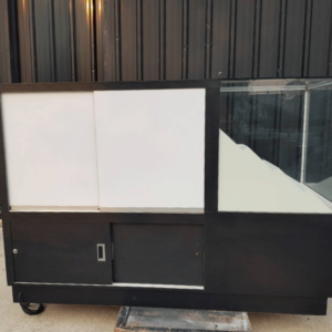 玻璃展示柜，电话展示柜，4扇推拉门，黑色
