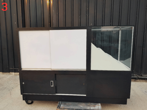 玻璃展示柜，电话展示柜，4扇推拉门，黑色