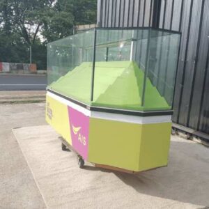 玻璃展示柜，电话展示柜，绿色