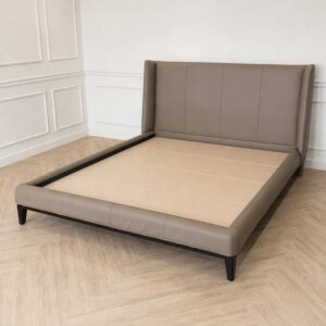 SB Furniture 6英尺现代风格床架，灰棕色软包翼背床头板
