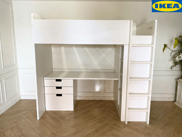 宜家品牌 SMÅSTAD 斯玛斯塔 3 英尺高床，带桌子和储物空间