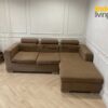 L型转角沙发，3个座位，布艺靠垫，棕色，索引品牌