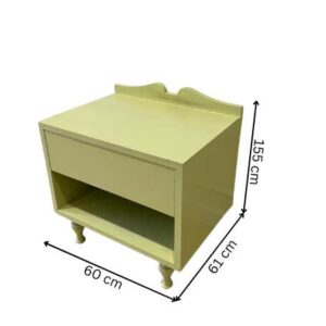 路易斯风格床头柜，奶油黄色，1 个抽屉床头柜_2HV2X8Z0HN