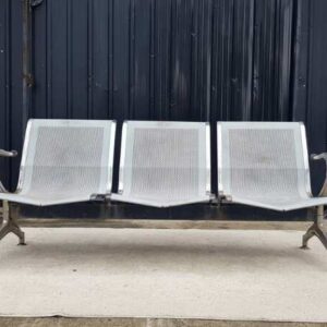 3-seat row chair, steel frame, silver color