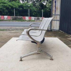 3-seat row chair, steel frame, silver color