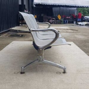 3-seat row chair, steel frame, silver color