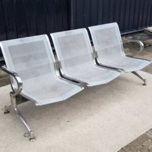 3-seat row chair, steel frame, silver color