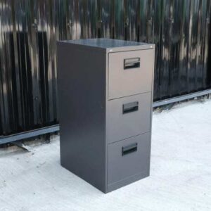 钢制文件柜，3 个抽屉，灰色，UB-Haworth 品牌。_4EVEA8U383