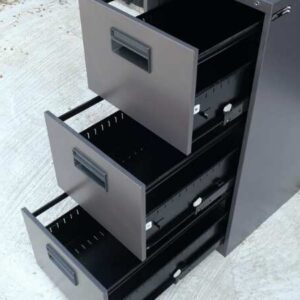 钢制文件柜，3 个抽屉，灰色，UB-Haworth 品牌。_4EVEA8U383