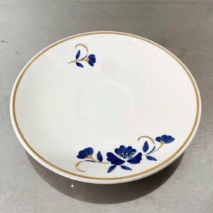 一套 4 个咖啡杯，花卉图案，蓝色