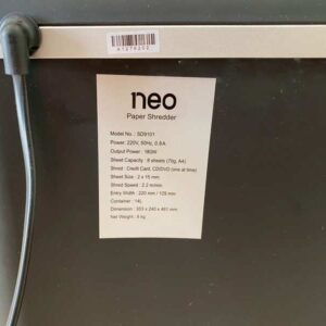黑色碎纸机，NEO品牌，型​​号SD9101