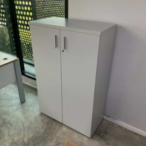 灰色双门高型文件柜。