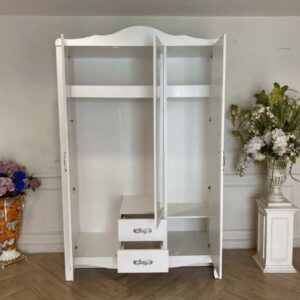 白色双门衣柜，带两个抽屉，Koncept品牌。