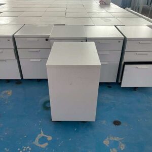 洛克沃斯移动文件柜，三抽屉带轮，白色