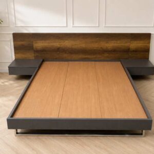 5英尺深棕色木床，SB FURNITURE品牌。