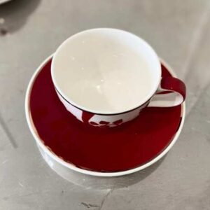 咖啡杯套装，花卉图案，红色