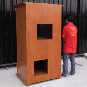 柚木框架柜，2 个抽屉，2 个门，电视柜，酒店工作_FBBE7MS14Q